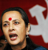 CPM leader Brinda Karat addresses a press conference in New Delhi on Saturday