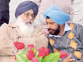 SAD president Parkash Singh Badal at a press conference in Bathinda on Sunday.