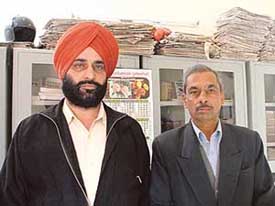 Mr Tikka Dalip Singh and Mr Parveen Passi, who have been re-elected president and finance secretary, respectively, of the Ludhiana Wholesale Chemists Association. 