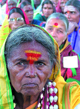 Devdasis and widows from Karnataka, participating in a rally to demand pension and ration, at Jantar Mantar in the Capital on Thursday. 