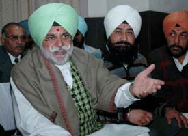 Rana Gurjit Singh talks to media persons in Sultanpur Lodhi on Thursday. 