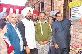 Mr Harnam Dass Johar, Punjab Education Minister, after laying the foundation stone of a new block at Government Senior Secondary School, Haibowal Khurd, on Saturday. 