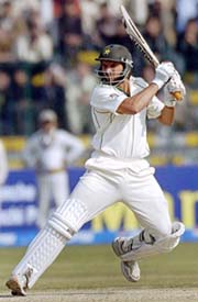 Shahid Afridi in action during the second day of the first Test in Lahore on Saturday. 