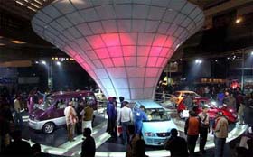 Visitors at the Maruti pavilion in Pragati Maidan during the 8th Auto Expo, 2006, in New Delhi