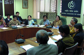 Ms Girja Vyas, Chairperson of the National Commission for Women, held a meeting with police officials, NGOs, call centre and media representatives on the issue of security of girls working at call centres, at her office in the Capital on Tuesday