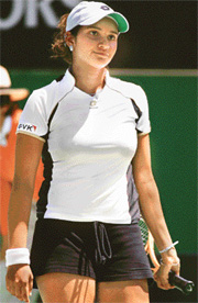 Sania Mirza reacts during her second-round match against Michaella Krajicek of the Netherlands at the Australian Open in Melbourne on Thursday