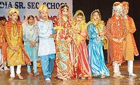 Students of New India Senior Secondary School, Sector 15, Panchkula, enact a wedding scene at their annual function at Tagore Theatre in Sector 18, Chandigarh