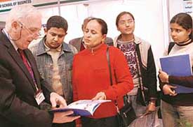 Parents and students at the 34th India International Education Fair held at the CII, Chandigarh