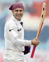 When Sehwag goes past the 100-run mark, he usually gets a big one