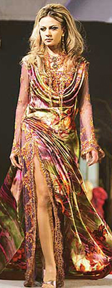 A model presents a creation by UAE designer Mona al-Mansuri in Beirut on Friday night.