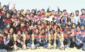 The Punjab contingent which won overall trophy in the 51st National School Games that concluded in Ludhiana