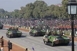 BMP vehicles at the full-dress rehearsal of the Republic Day parade