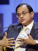 Indian Finance Minister Palaniappan Chidambaram attends a session at the World Economic Forum in Davos on Saturday.