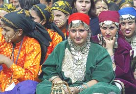 Folk dancers from Kashmir await the arrival of the President, Dr A.P.J. Abdul Kalam, at Rashtrapati Bhavan in New Delhi on Saturday.