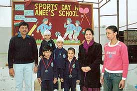 Winners are awarded at the sports day of Anee's School, Sector 69, Mohali, on Saturday