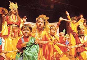 Students of Guardian Angels school present a cultural programme during their annual function at Tagore Theatre