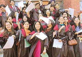 Students of Government Medical College Hospital in a jubiliant mood after receiving their degrees at a convocation in Sector 32, Chandigarh