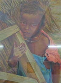 Paintings on display in an art exhibition at Desh Bhagat Yaadgaar Hall in Jalandhar on Monday. 