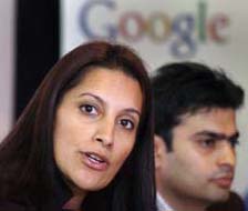 Vice-President Asia-Pacific and Latin America Operations Google Inc Sukhinder Singh Cassidy speaks while Country Head, India Sales and Operations, Google, Ashish Kashyap, looks on during a press conference in New Delhi on Tuesday. Google Inc, which has centers in Bangalore and Hyderabad, announced it will open business operations in Delhi and Mumbai in order to further its investment in India.