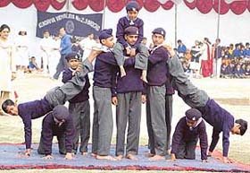 Children participate in annual sports meet organised at Kendriya Vidyalaya No. 2, 3 BRD, Air Force Station, Chandigarh