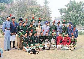 The NCC cadets, who were honoured for participating in the Republic Day parade, with Dr K.S. Aulakh, Vice-Chancellor, Punjab Agriculture University, on the university campus in Ludhiana