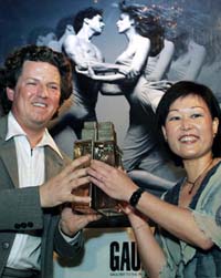 Gaultier International Operational Marketing Director Florian Hanhausen (left) and Marketing Director, Asia-Pacific, Karen, launch Gaultier 2 perfume by renowned French fashion house Jean Paul Gaultier in Mumbai 