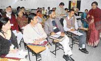 Dr Shashi S. Narayana addresses project partners at the two-day training workshop held in Chandigarh
