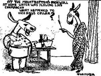 One of the issues that drew repeated attention throughout 1947 was the manner in which Indian leaders and bureaucrats rapidly filled the space vacated by the British the ostentatious lifestyle, extravagance, big social events even as India was confronted by one of the severest shortages of foodgrain in 1947-48. (Shankars Weekly, June 27, 1947)