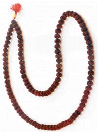A rudraksha bead rosary