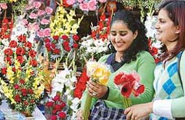 Flower-selling business bloomed in Chandigarh on Monday, a day before St Valentines Day