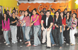 Youngster prepare for V-Day celebrations at Footloose, a dance institute, in Ludhiana on Monday