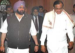 Punjab Chief Minister Amarinder Singh with Finance Minister P. Chidambaram in New Delhi on Monday.
