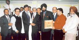 Mr Harish Rai Dhanda, Chairman of the Bar Council of Punjab and Haryana, is felicitated at a function organised by the Ludhiana Citizens Council in Ludhiana on Saturday