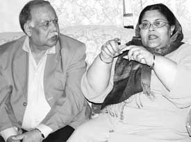 Malik Mohammad Naeem with his wife, Shagufta,a descendant of the late Hoshiar Khan, after whom Hoshiarpur was named, on a recent visit to the town