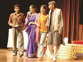 Kanyadaan being staged at the theatre festival held at Tagore Theatre, Chandigarh, on Monday.