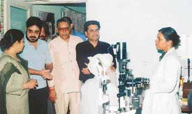 Dr Rajinder Kaur, Civil Surgeon, inaugurates a free eye check-up camp at the Dr B.L. Kapur Memorial Hospital in Ludhiana on Sunday