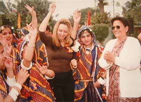 Cultural Rendezvous: Members of the UK delegation with students of Sri Ram Ashram School