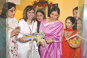 Ms Shweta Verma, wife of Deputy Commissioner Anurag Verma, inaugurates the third branch of Grace Beauty Clinic in Ludhiana on Wednesday.