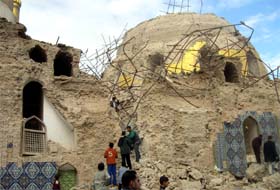 A view of Al-Hadi Shiite shrine (Golden Mosque) in Samarra, 100 km north of Baghdad, which was shattered in a dawn bomb attack