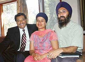 Navpreet along with her husband and Prof D.J. Sandhu at the international seminar at Panjab University, Chandigarh, on Thursday