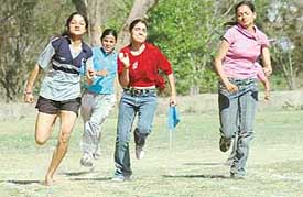 Kirti Shukla on her way to winning the 200 m gold during the annual sports meet of the Government Polytechnic for Women, Sector 10, Chandigarh