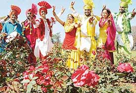 Folk artistes of Punjab perform Bhangra at the Festival of Gardens in Chandigarh on Friday.