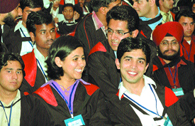 Students of the Dr B.R. Ambedkar National Institute of Technology (NIT) during their annual convocation in Jalandhar on Friday.