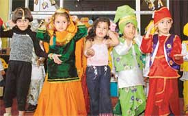 Students of Love Dale Montessori participate in a dance competition on the school premises in Ludhiana on Friday