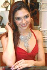 Model and actress Deepika Padukone displays a jewellery design in Kolkata 