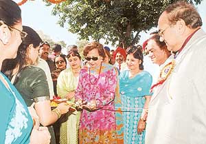 Mrs Jean Rodrigues, wife of the Punjab Governor, Gen (retd) S.F. Rodrigues, inaugurates the Rose Prince/Princess contest at the Rose Garden in Chandigarh on Saturday.