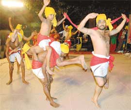 Artistes from Assam perform at the Plaza Carnival in Sector 17, Chandigarh, on Saturday. The carnival was sponsored by The Tribune. 