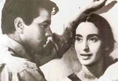 Nutan with Dharmendra in Bandini
