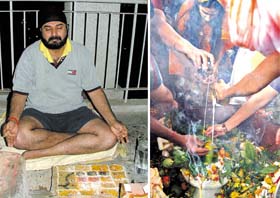 Navjot Singh Sidhu in a rare meditational pose on the occasion of Mahashivratri at his residence in the Capital