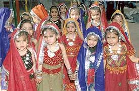 Children present folk dance at the sports meet at Saupin’s school in Chandigarh on Tuesday